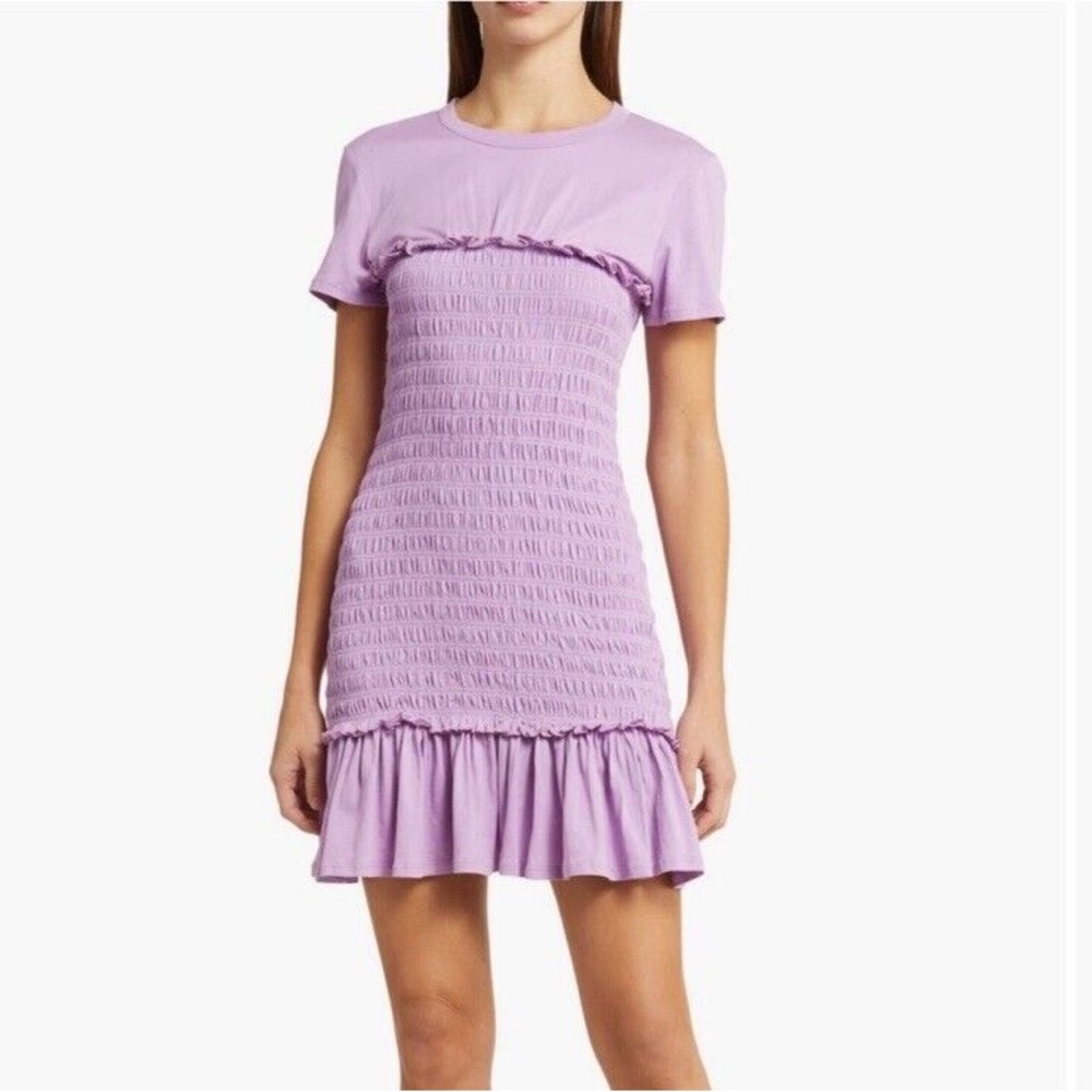 NWT Veronica Beard Smocked Lavender Ruffle Dress M